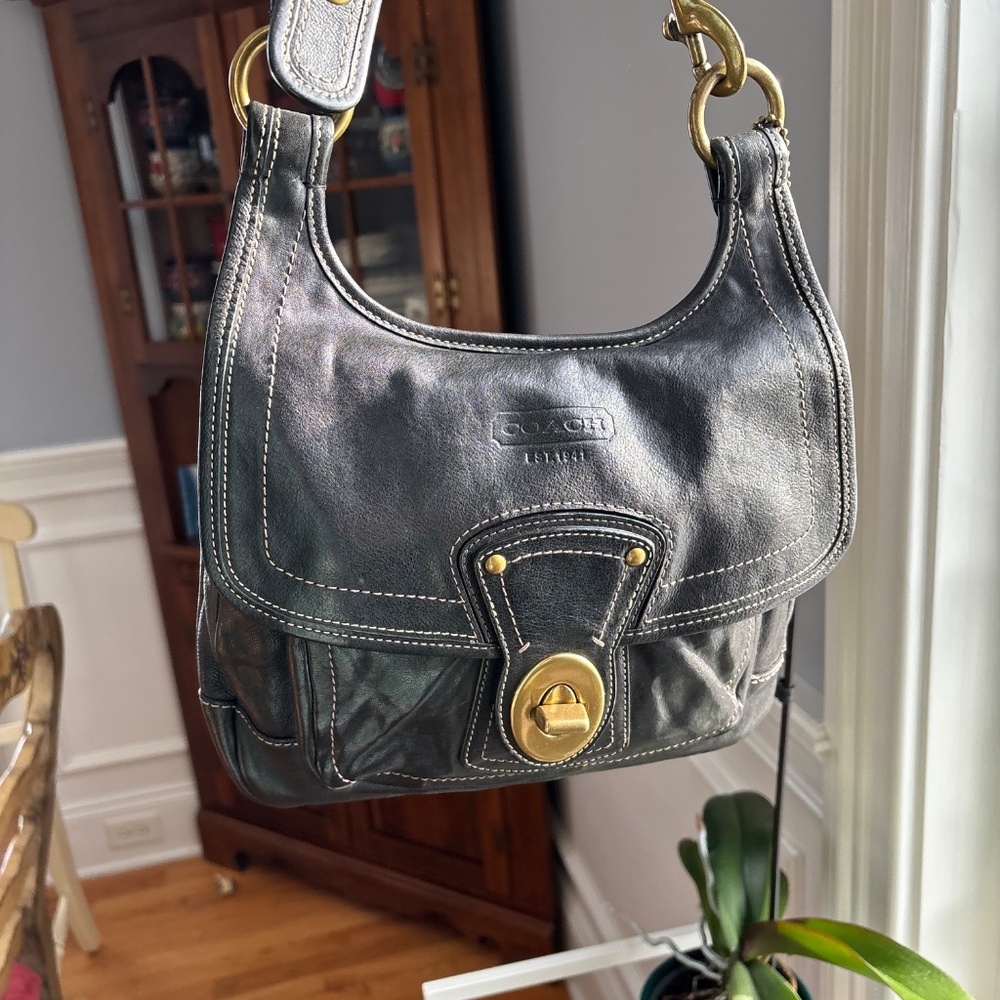 Vintage Coach Legacy Hippie Shoulder Bag Style 10325 – Black Leather with Brass - Picture 17 of 17